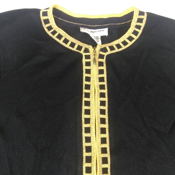 NWT CD Petites Zip Up Cardigan Sweater Black SZ SP - Picture 2 of 7